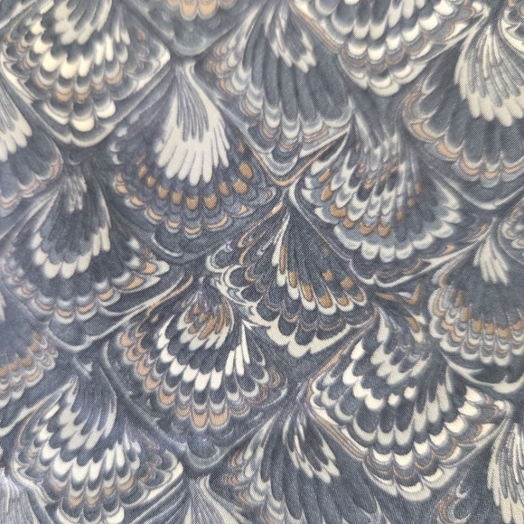 1990s Vintage Henry Grethel Olive Green Curly Feather Abstract Silk Necktie 4x57 - Picture 3 of 4